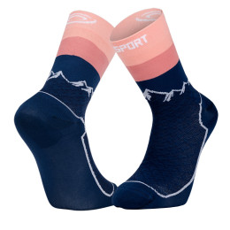 Chaussettes DOUBLE GR HAUTE Bleu Marine/Rose