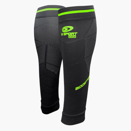 BV Sport Booster Elite EVO2 - Manchons De Compression Mollet - Réduction Vibrations & Douleurs - Gris/Orange - Running, Sport, Récupération