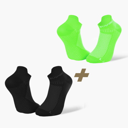 Pack x2 | Calze ultra corto running Light 3D nero/verde