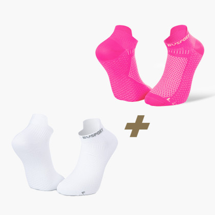 Pack x2 | Calze ultra corto running Light 3D bianco/rosa