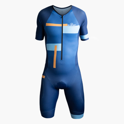Combinaison triathlon manches courtes 3X200 Bleu/orange