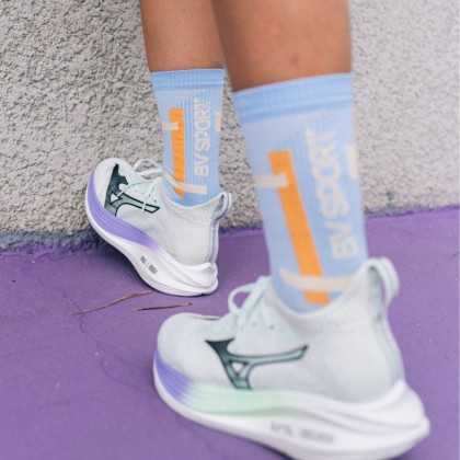 LIGHT RUN High Socks "BALI" Blue sky/Orange
