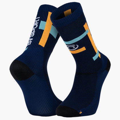 LIGHT RUN High Socks "BALI" Navy/orange