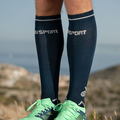 Blue/black trail compression socks
