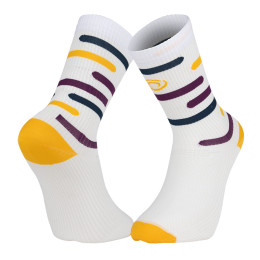LIGHT RUN High Socks "RIO" White/Purple/Yellow