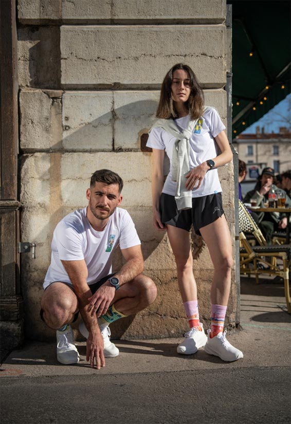 Men and girl with t-shirt running DBBD