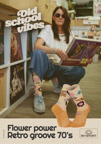 affiche chaussette run marathon génération 70's