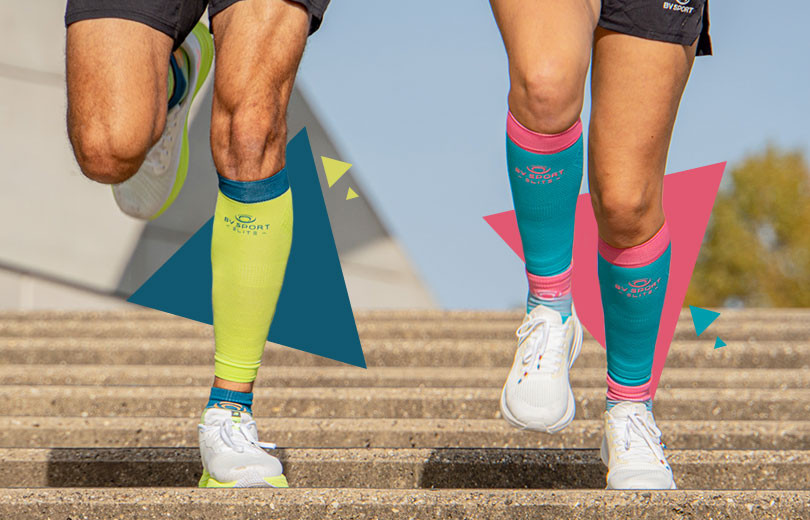 Technical compression calf sleeves, made in France, designed to support your muscles, reduce vibrations and boost every stride.